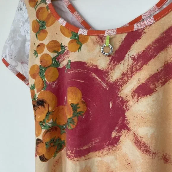 Save The Queen Vintage Short Sleeve Multicoloured Abstract Fruit Print Top Large - Picture 11 of 16